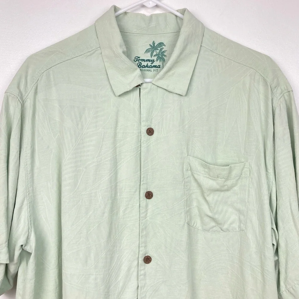 TOMMY BAHAMA Green Silk Button Down Shirt - Size L - Picture 3 of 11